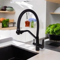 BOND B64-0488 Смеситель для кухни под фильтр с краном для питьевой воды, черный матовый