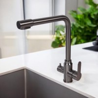 BOND B65-0477 Смеситель для кухни под фильтр с краном для питьевой воды, графитовый цвет