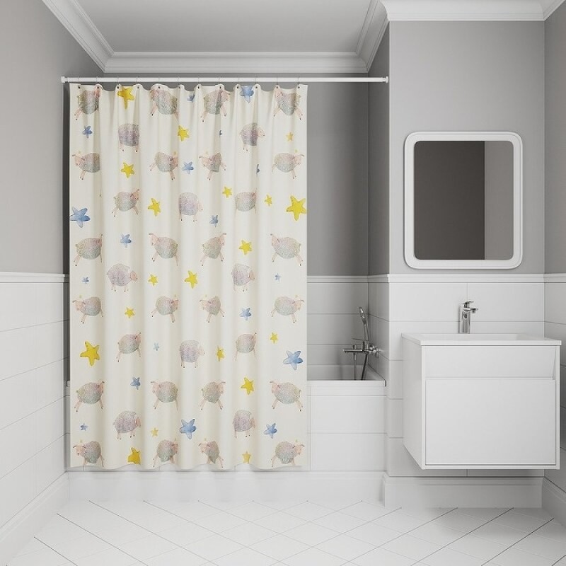 Штора для ванной комнаты Iddis Base BA01P18i11, 180 x 200 см, полиэстер, цвет бежевый