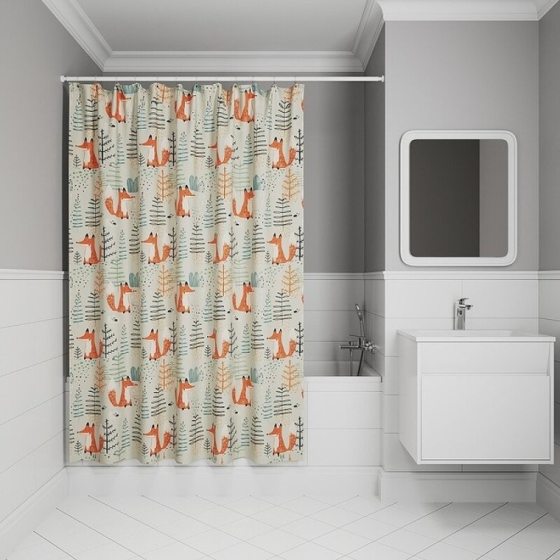 Штора для ванной комнаты Iddis Base BA04P18i11, 180 x 200 см, полиэстер, цвет светло-зеленый
