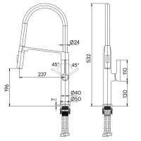 Смеситель Paulmark Barrel Ba214029-AN для кухонной мойки, с гибким изливом, антрацит