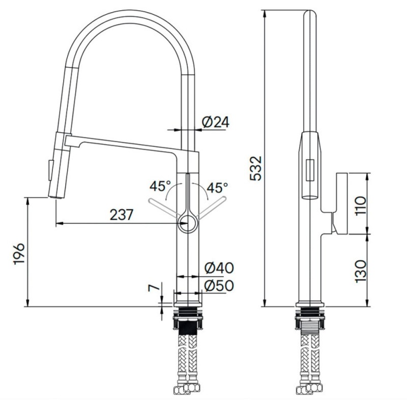 Смеситель Paulmark Barrel Ba214029-AN для кухонной мойки, с гибким изливом, антрацит
