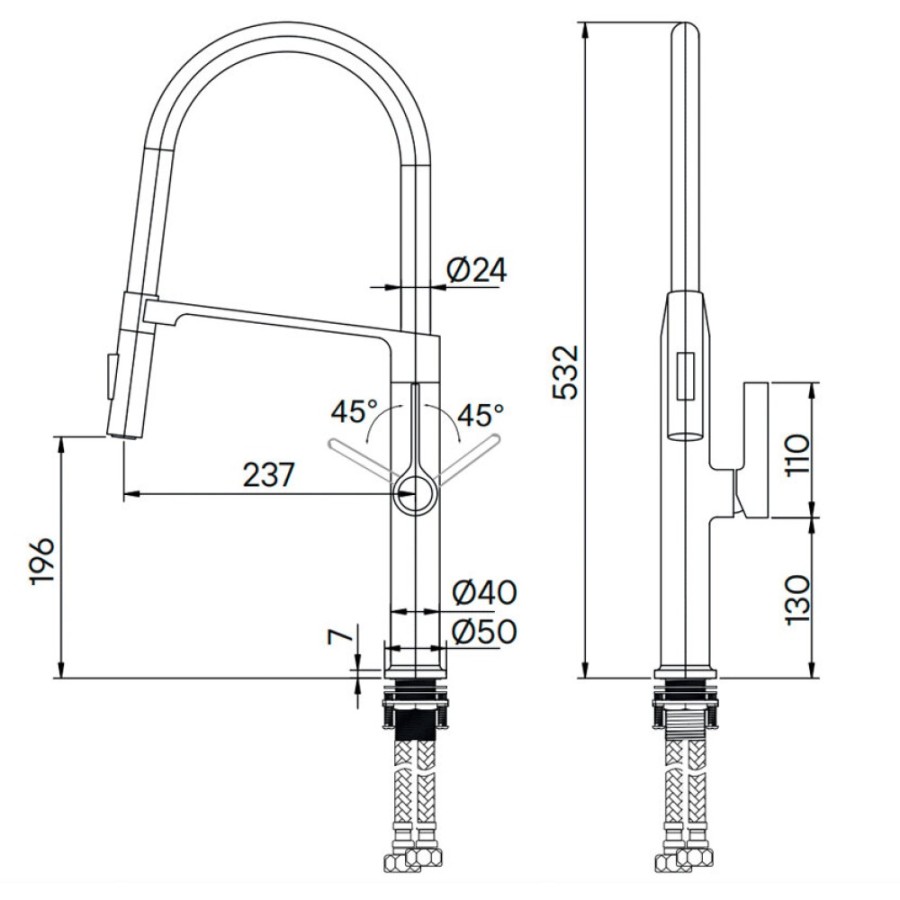 Смеситель Paulmark Barrel Ba214029-AN для кухонной мойки, с гибким изливом, антрацит