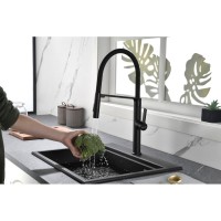 Смеситель Paulmark Barrel Ba214029-AN для кухонной мойки, с гибким изливом, антрацит
