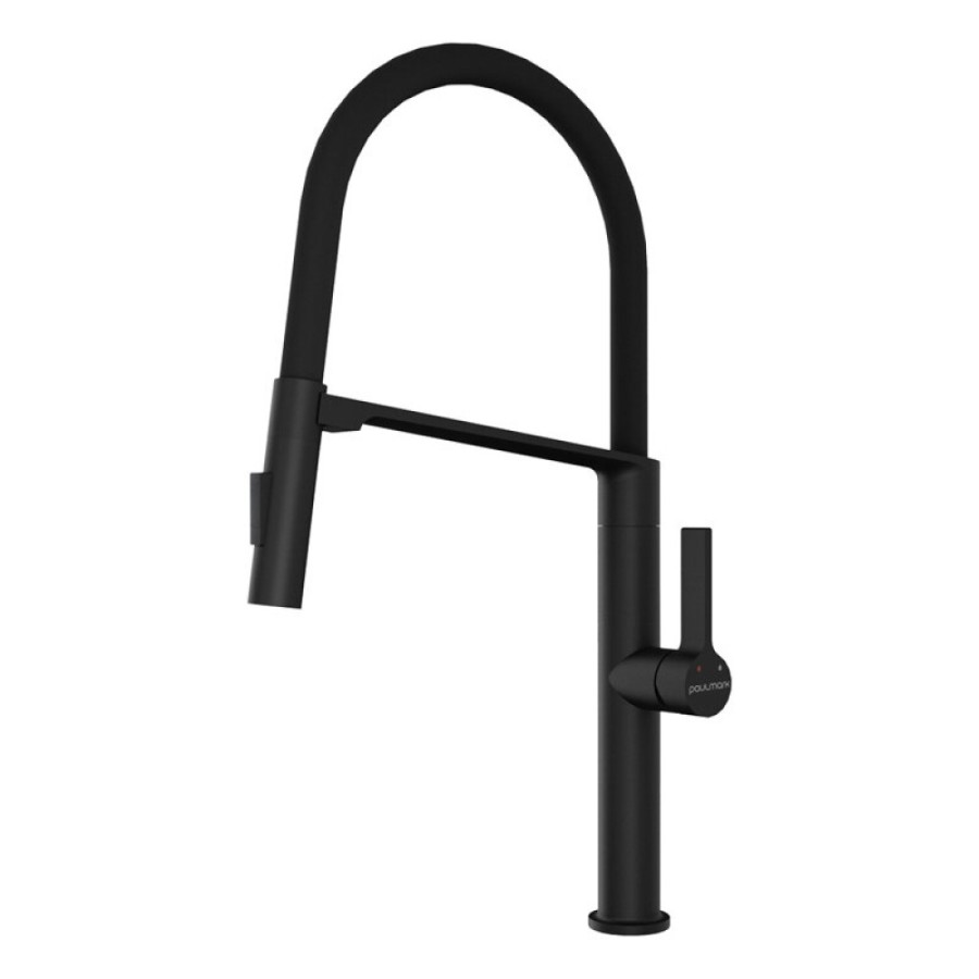 Смеситель Paulmark Barrel Ba214029-AN для кухонной мойки, с гибким изливом, антрацит