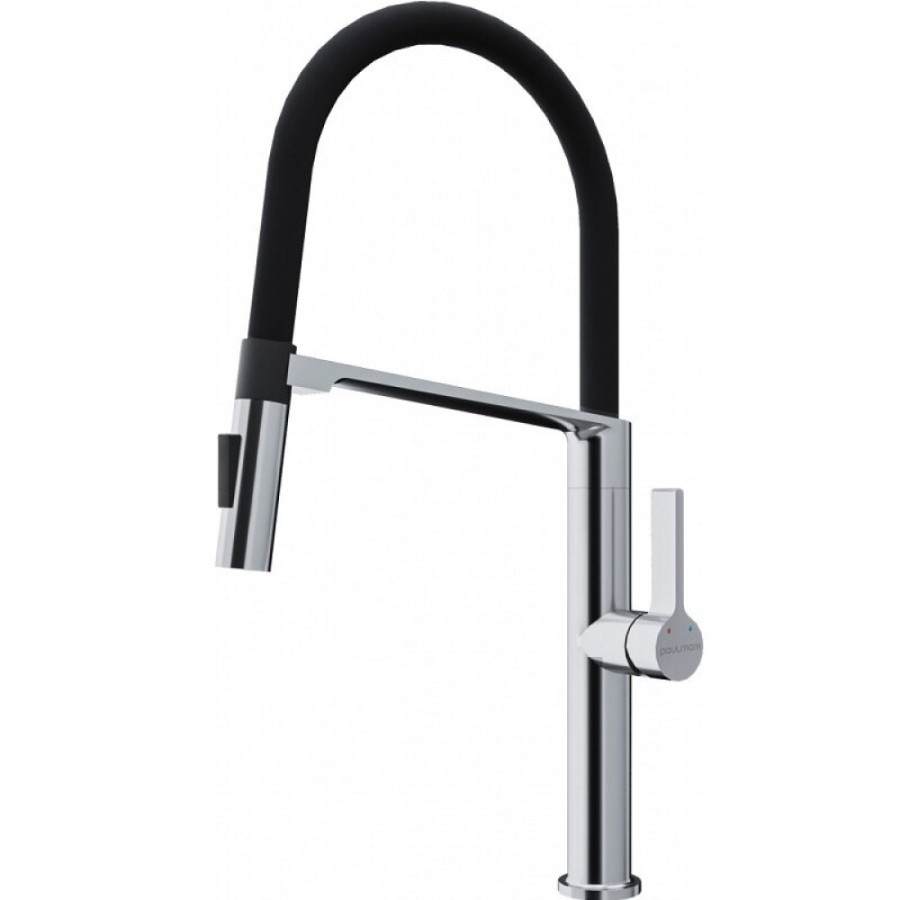 Смеситель Paulmark Barrel Ba214029-CR для кухонной мойки, с гибким изливом, хром