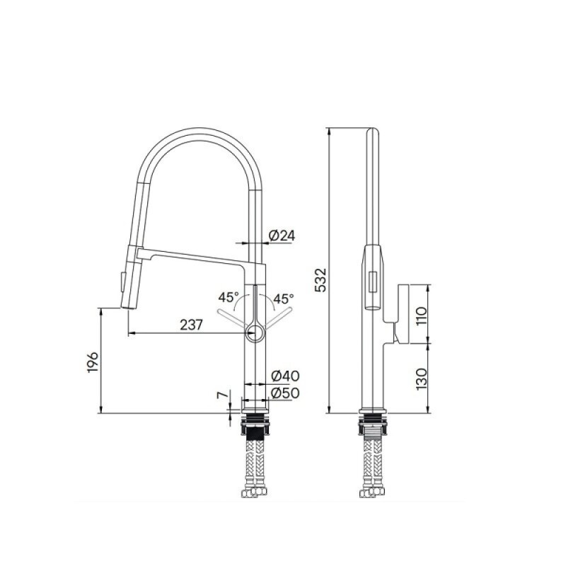 Смеситель Paulmark Barrel Ba214029-CR для кухонной мойки, с гибким изливом, хром