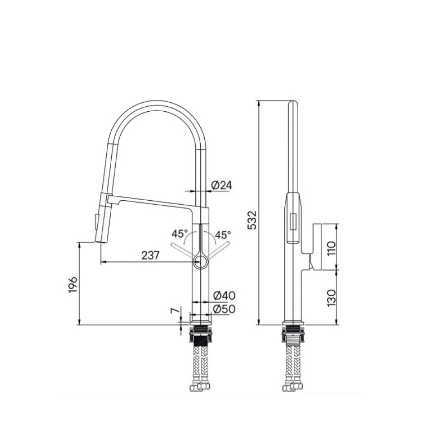 Смеситель Paulmark Barrel Ba214029-CR для кухонной мойки, с гибким изливом, хром