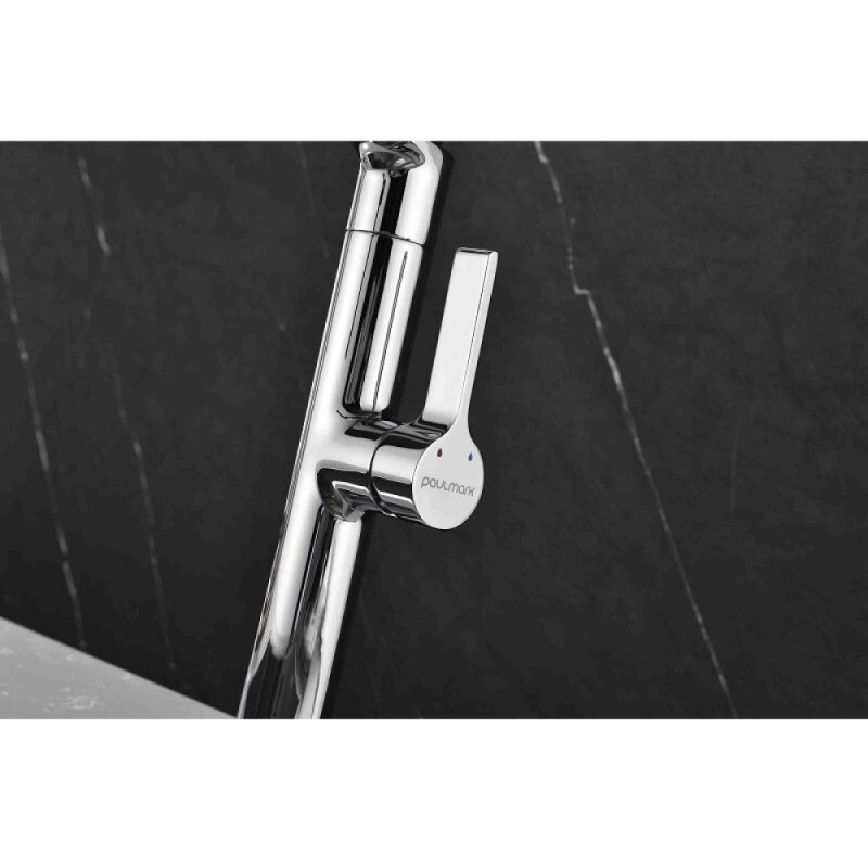 Смеситель Paulmark Barrel Ba214029-CR для кухонной мойки, с гибким изливом, хром