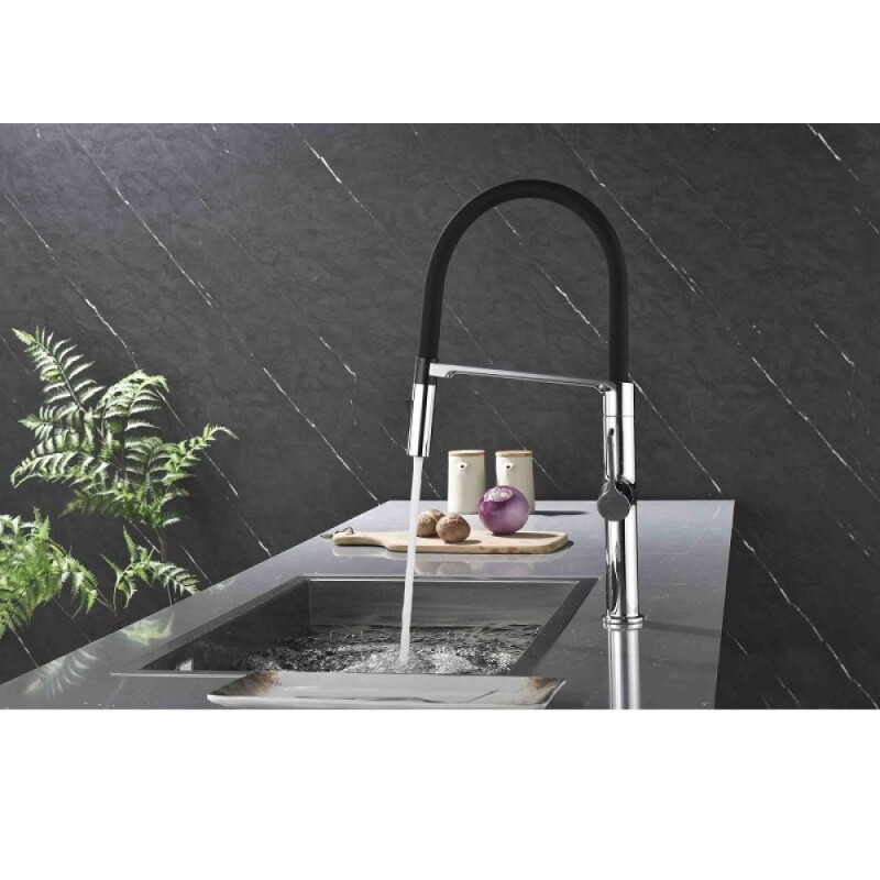 Смеситель Paulmark Barrel Ba214029-CR для кухонной мойки, с гибким изливом, хром