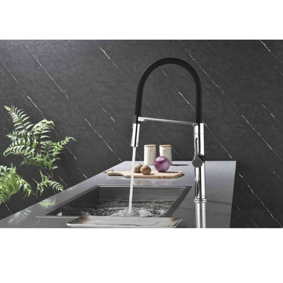 Смеситель Paulmark Barrel Ba214029-CR для кухонной мойки, с гибким изливом, хром