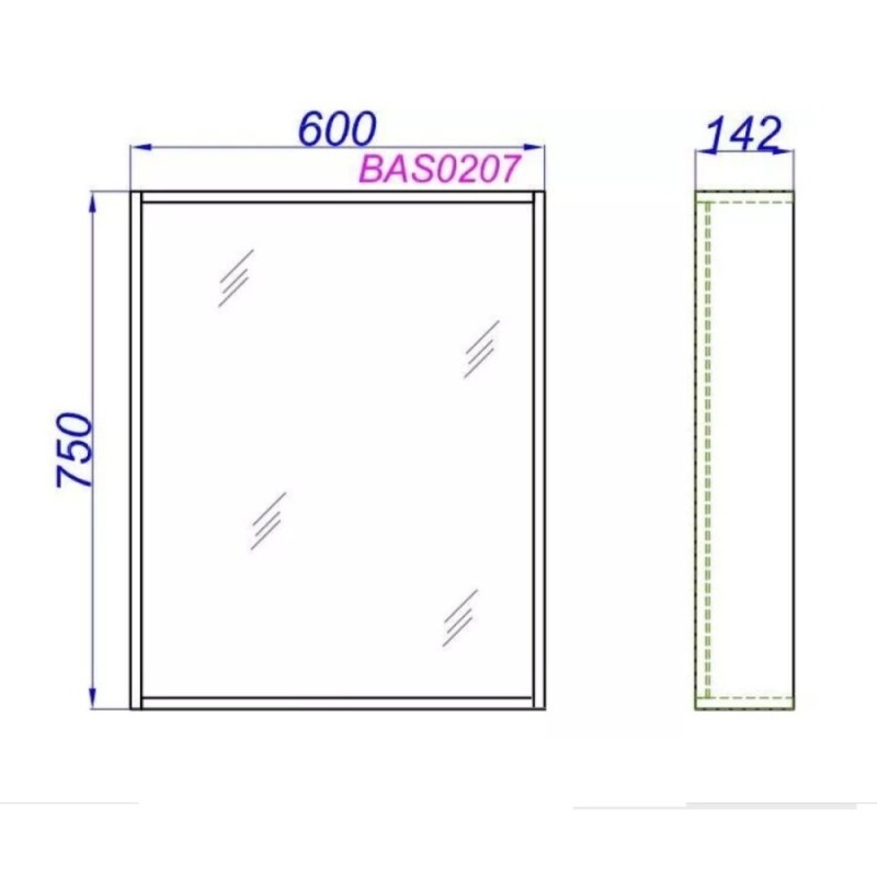 Зеркало Aqwella Basic BAS0207DZ 60 x 75 см, дуб золотой