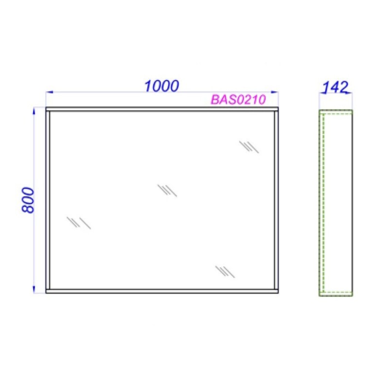 Зеркало Aqwella Basic BAS0210DZ 100 x 80 см, дуб золотой