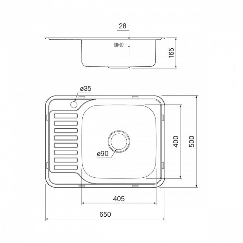 Мойка кухонная Iddis Basic 65 x 50 см, нержавеющая сталь полированная BAS65PRi77/BAS65PLi77