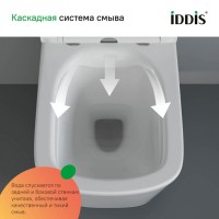 Инсталляция Iddis Basic Profix BASBI02i73, подвесной безободковый унитаз Blanco, сантехфарфор, сиденье микролифт, клавиша Unifix черная матовая