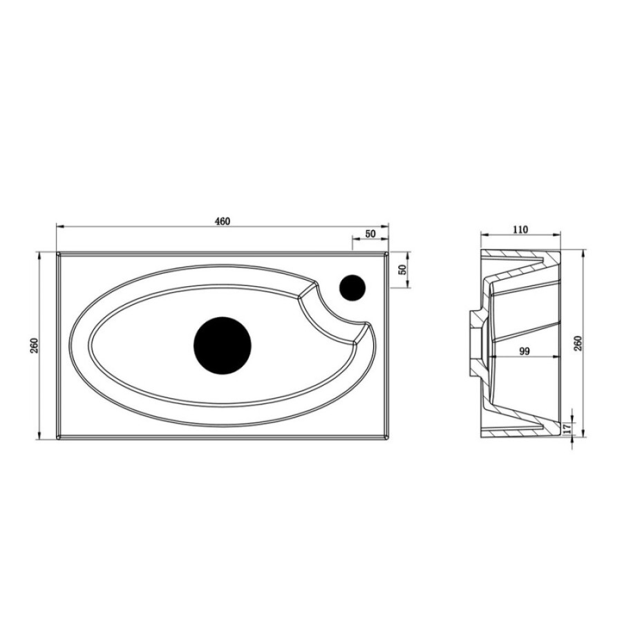 Раковина BelBagno, 46 см, искусственный мрамор, BB-460-PM-LVB