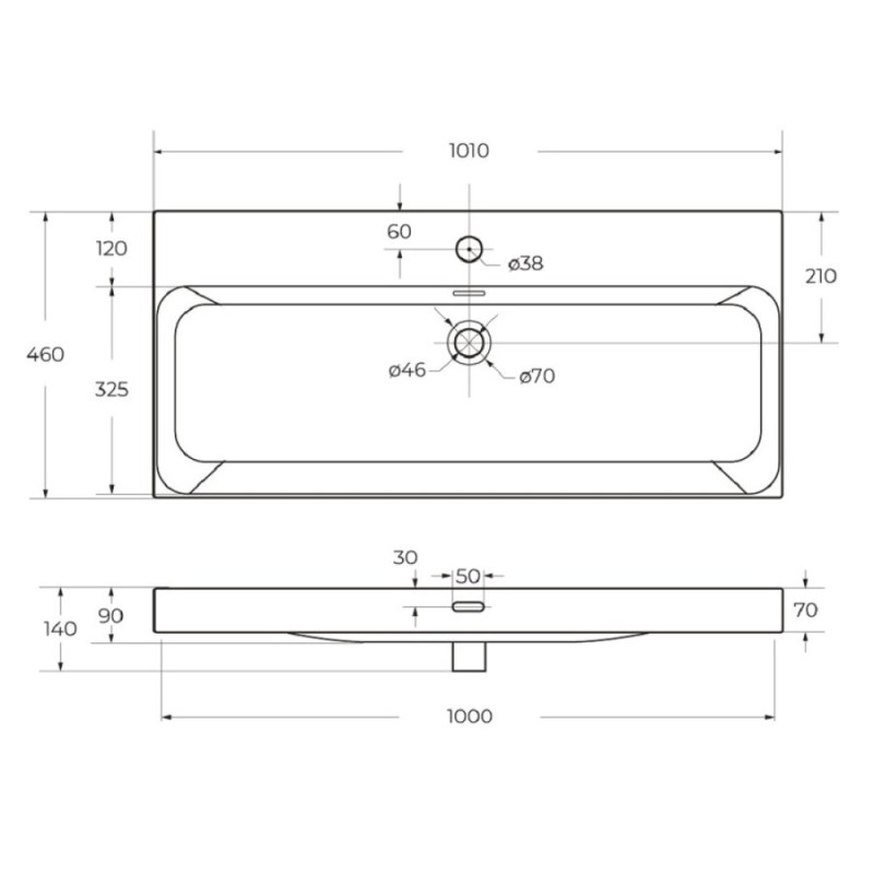 Раковина BelBagno Marino-Cer BB-8078-100, 101 см, керамика, белый