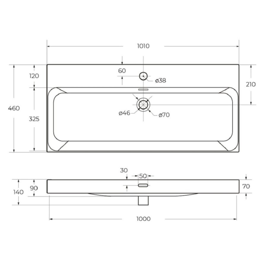 Раковина BelBagno Marino-Cer BB-8078-100, 101 см, керамика, белый