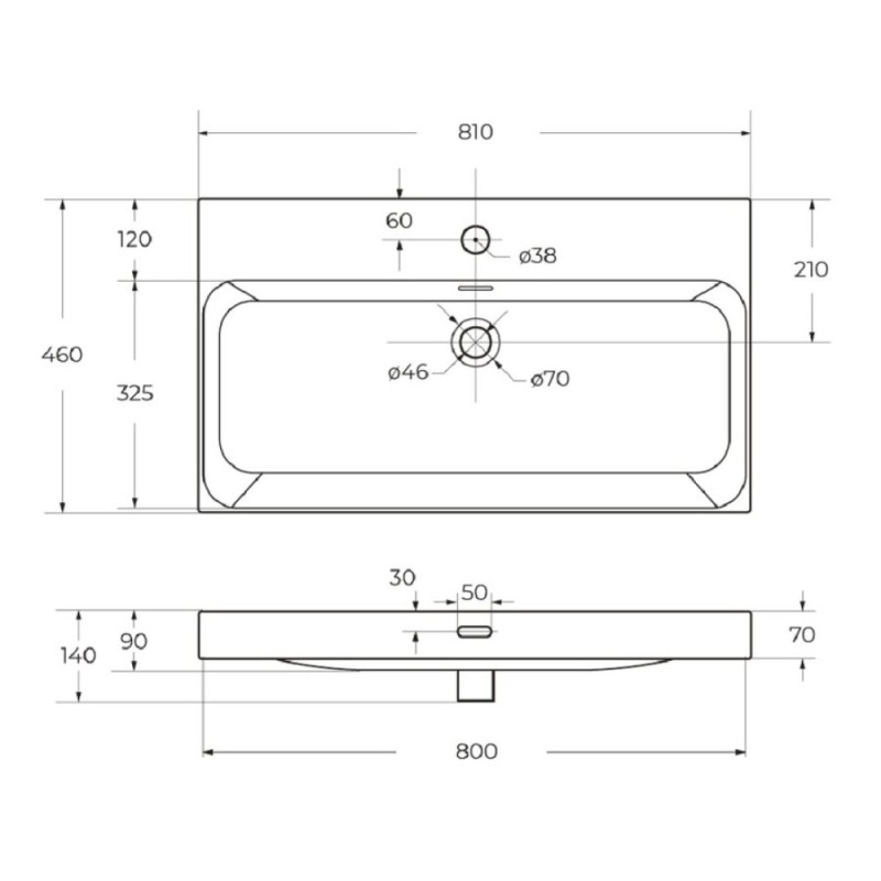Раковина BelBagno Marino-Cer BB-8078-80, 81 см, керамика, белый