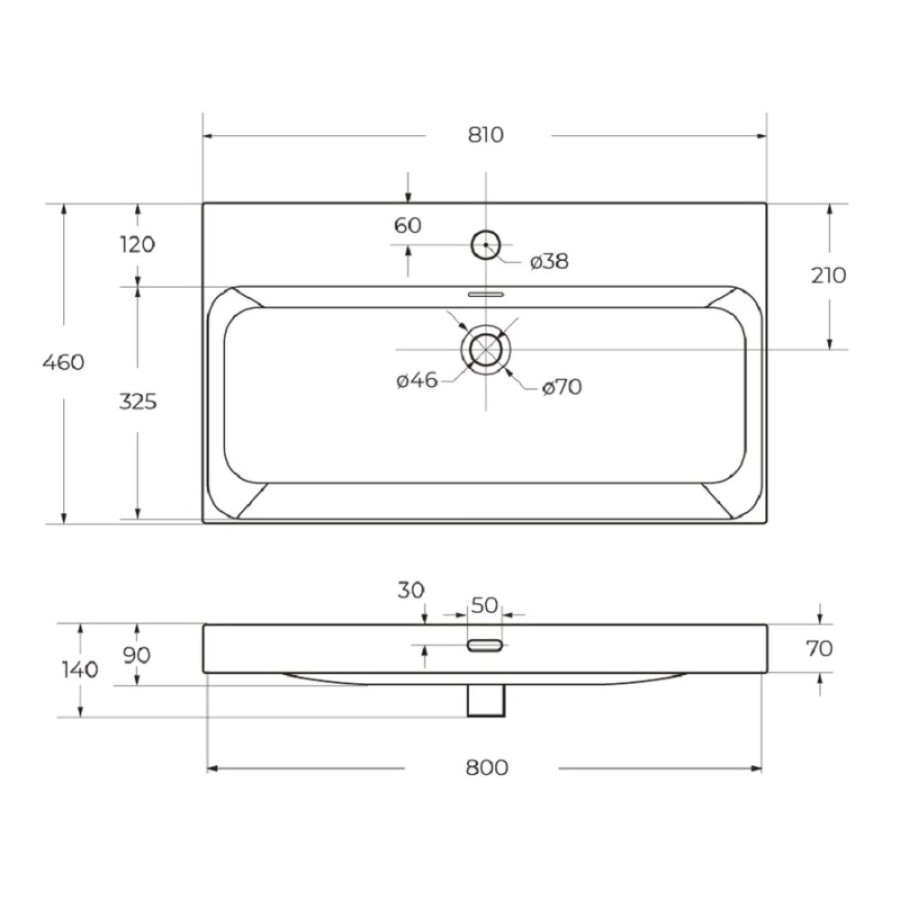 Раковина BelBagno Marino-Cer BB-8078-80, 81 см, керамика, белый