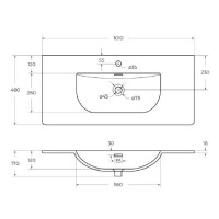 Раковина BelBagno Uno BB-8099-100, 101 см, керамика, белый