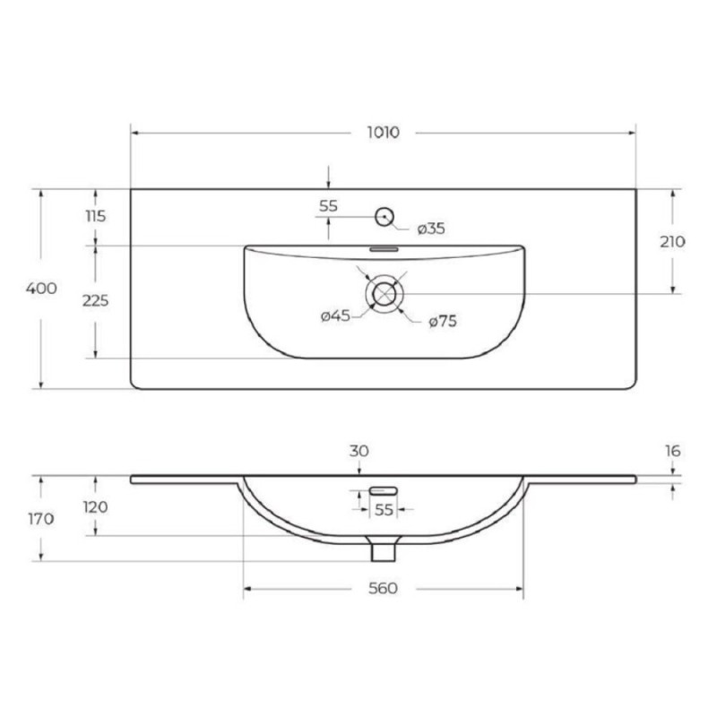 Раковина BelBagno BB-8099-3-100, 100 х 40 см, керамика, белый