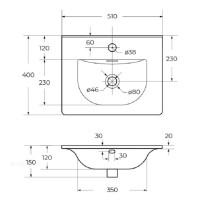 Раковина BelBagno BB-8099-3-50, 50 х 40 см, керамика, белый