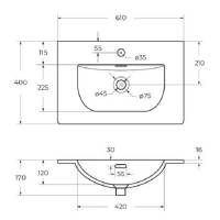 Раковина BelBagno BB-8099-3-60, 60 х 40 см, керамика, белый