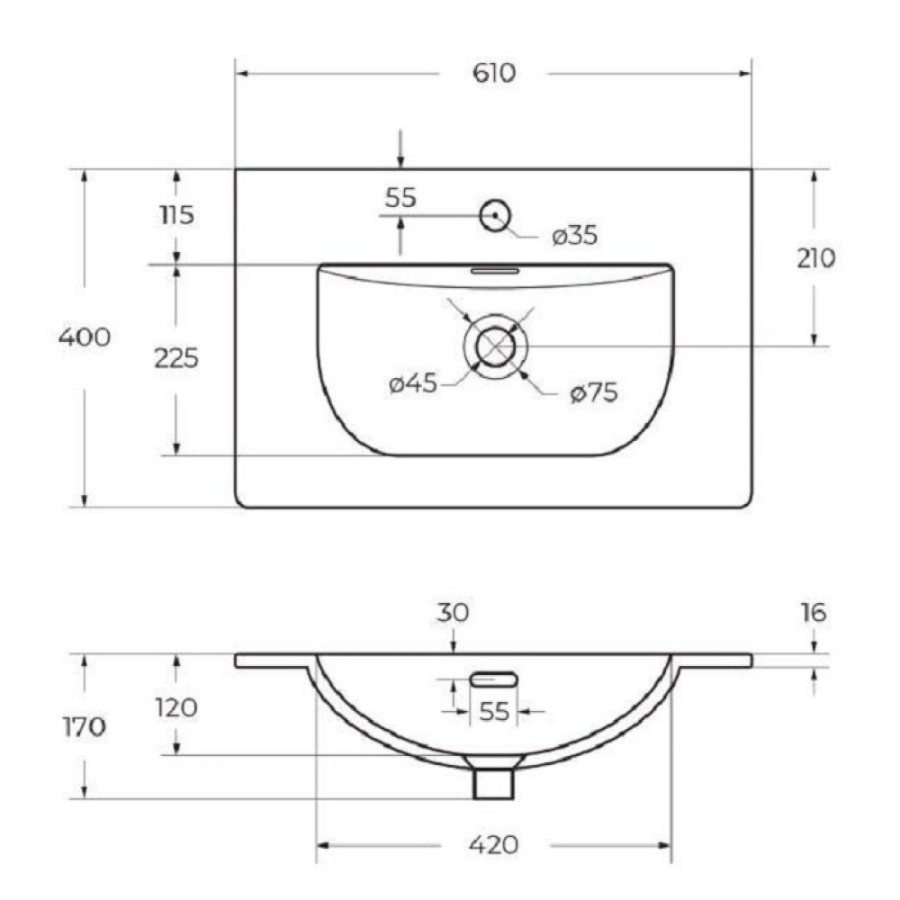 Раковина BelBagno BB-8099-3-60, 60 х 40 см, керамика, белый