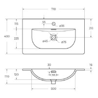 Раковина BelBagno BB-8099-3-70, 70 х 40 см, керамика, белый