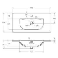 Раковина BelBagno BB-8099-3-80, 80 х 40 см, керамика, белый