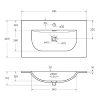 Раковина BelBagno Uno BB-8099-80, 81 см, керамика, белый