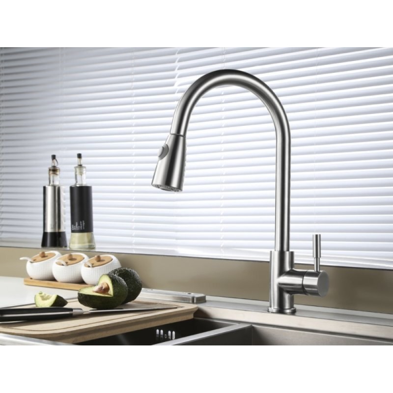 Смеситель для кухонной мойки BelBagno Nova BB-LAM31-IN, цвет сатин
