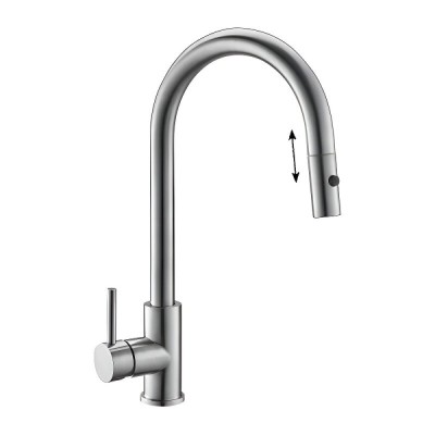 Смеситель для кухонной мойки BelBagno BB-LAM31B-IN, с вытяжным изливом, двухрежимный, цвет сатин