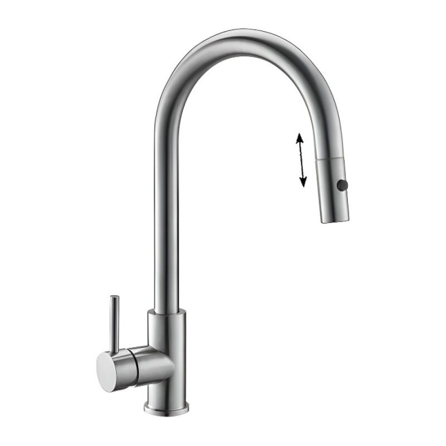 Смеситель для кухонной мойки BelBagno BB-LAM31B-IN, с вытяжным изливом, двухрежимный, цвет сатин