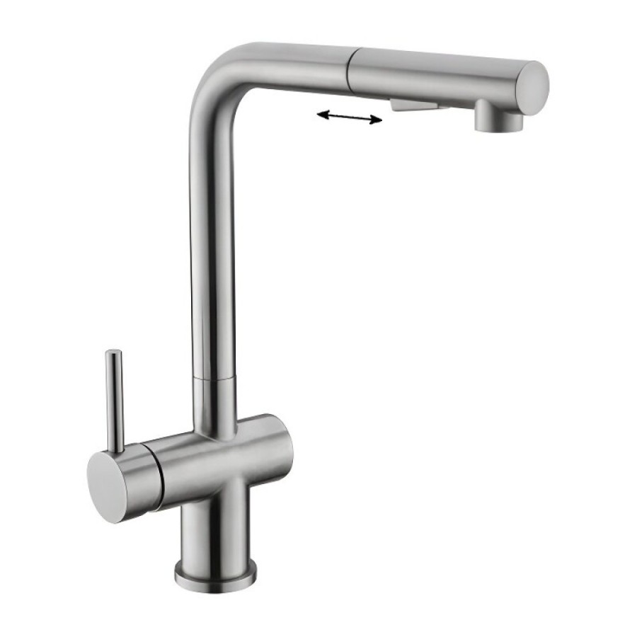 Смеситель для кухонной мойки BelBagno BB-LAM35-IN, с вытяжным изливом, цвет сатин
