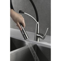 Смеситель для кухонной мойки BelBagno BB-LAM36-IN, цвет сатин/черный