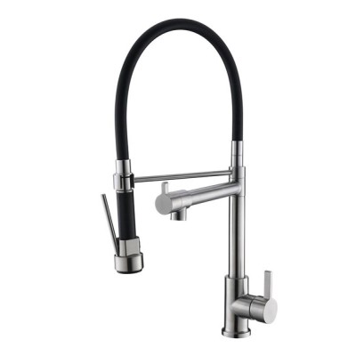 Смеситель для кухонной мойки BelBagno BB-LAM50-IN, цвет сатин/черный