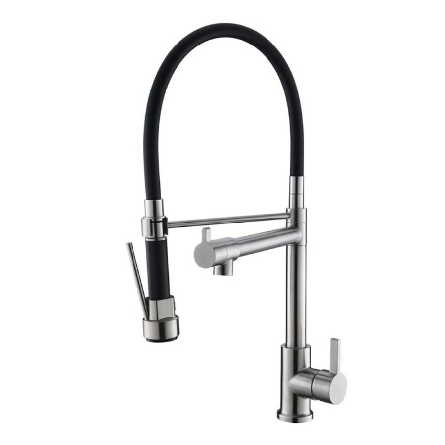 Смеситель для кухонной мойки BelBagno BB-LAM50-IN, цвет сатин/черный