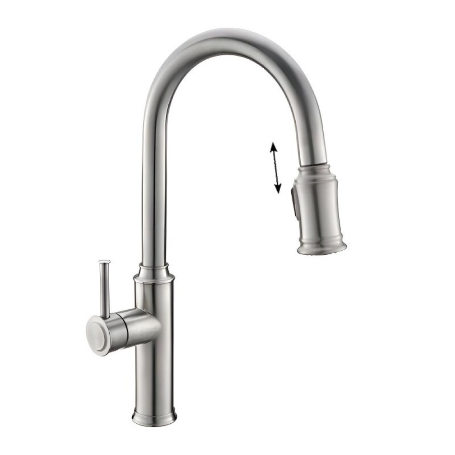 Смеситель для кухонной мойки BelBagno BB-LAM58-IN, с вытяжным изливом, двухрежимный, цвет сатин