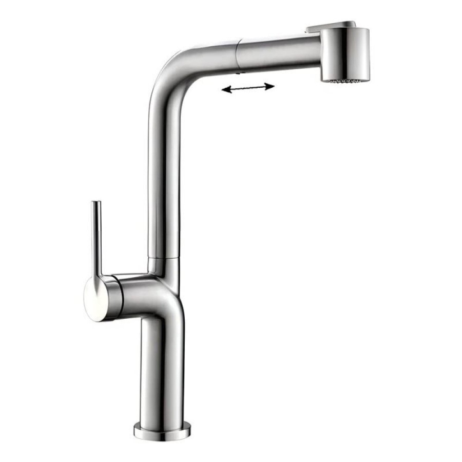 Смеситель для кухонной мойки BelBagno BB-LAM60-IN, с вытяжным изливом, цвет сатин