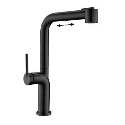 Смеситель для кухонной мойки BelBagno, с выдвижным изливом, черный матовый, BB-LAM60-NERO