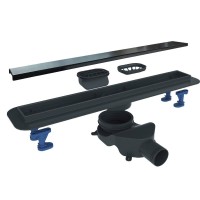 Дренажный канал BelBagno Luce BB-LD-LUCE-70-NERO, 70 см, с решеткой под плитку, цвет черный матовый