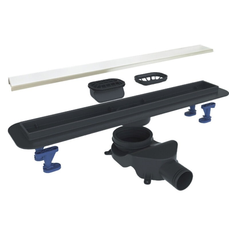 Дренажный канал BelBagno Luce BB-LD-LUCE-80-BIANCO, 80 см, с решеткой под плитку, цвет белый матовый