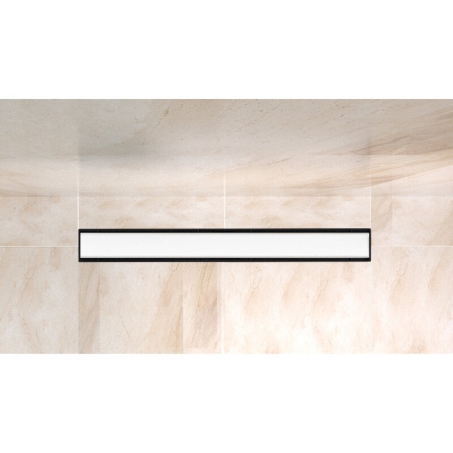 Дренажный канал BelBagno Luce BB-LD-LUCE-80-BIANCO, 80 см, с решеткой под плитку, цвет белый матовый
