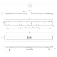 Дренажный канал BelBagno Luce BB-LD-LUCE-90-NERO, 90 см, с решеткой под плитку, цвет черный матовый