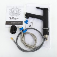 Смеситель для раковины BelBagno BB-LVMD-NERO-W0, с выдвижным изливом, цвет черный матовый