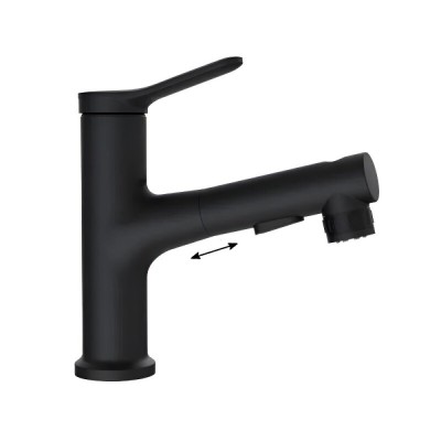 Смеситель для раковины BelBagno BB-LVMD-NERO-W0, с выдвижным изливом, цвет черный матовый