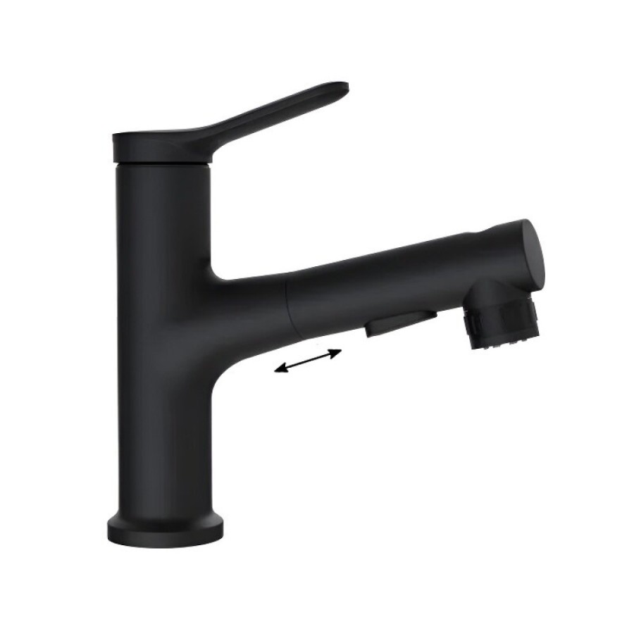 Смеситель для раковины BelBagno BB-LVMD-NERO-W0, с выдвижным изливом, цвет черный матовый