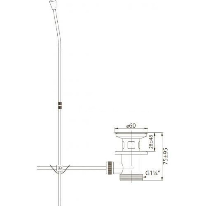 Донный клапан BelBagno BB-PC-42-CRM, с переливом, хром